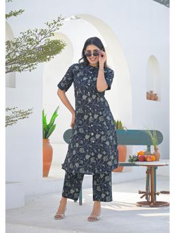 Aravalii - Women's Black Floral Cotton Co-Ord Set