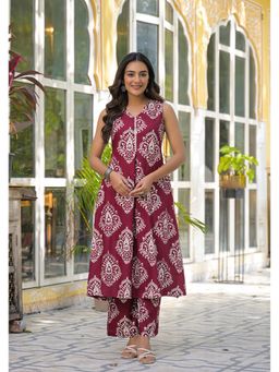 Aravalii - Women's Maroon Printed Viscose Rayon Co-Ord Set
