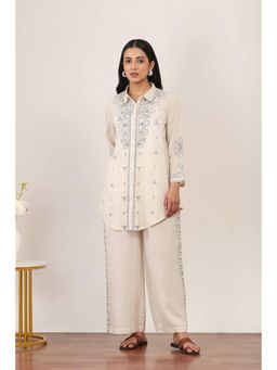 Rangriti - Women's Off White Printed Cotton Blend Co-Ord Set