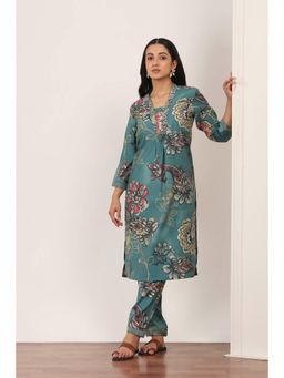 Rangriti - Women's Green Floral Viscose Blend Co-Ord Set