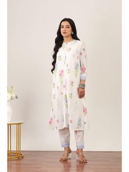 Rangriti - Women's White Floral Cotton Co-Ord Set