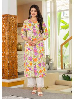 PISTAA - Women's Multi-Color Floral Cotton Kurta with Pant