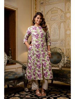 PISTAA - Women's Multi-Color Floral Cotton Kurta with Pant
