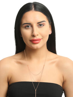 Carlton London - Rose Gold-Plated Layered Lariat Necklace-SB3981N