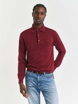 GANT - Mens Red Merino Wool Polo T-Shirt