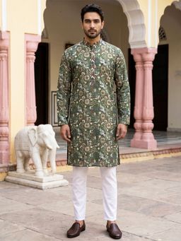 Jompers - Silk Blend Floral Embroidered Kurta and Pyjama