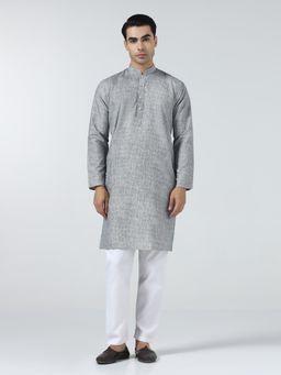 TAHVO - Mens Grey Stripes Kurta and Pyjama