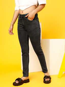 Tales & Stories - Girl Black Skinny fit Lycra Washed Jeans