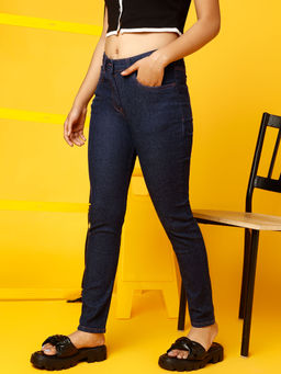 Tales & Stories - Girl Dark Blue Skinny fit Lycra Washed Jeans