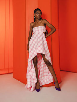 JULY ISSUE - Pink Zane Long Dress