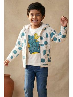 Lagorii - Teal Graphic Print Hooded Zipper Hoodie with T-shirt