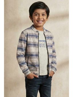 Lagorii - Blue Striped Zip-Up Jacket With T-shirt