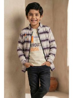 Lagorii - Grey Printed Zip-Up Jacket With T-shirt