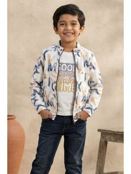 Lagorii - Boys White Typography Print T-Shirt And Jacket