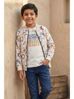 Lagorii - White Typography Print T-Shirt and Jacket