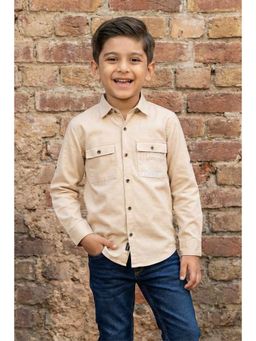 Lagorii - Beige Printed Cotton Shirt