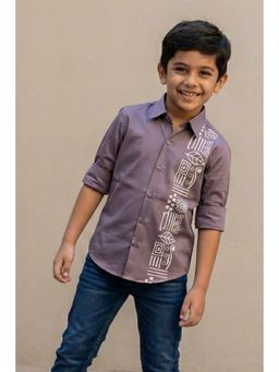 Lagorii - Mauve Cotton Tribal Stripe Design Shirt