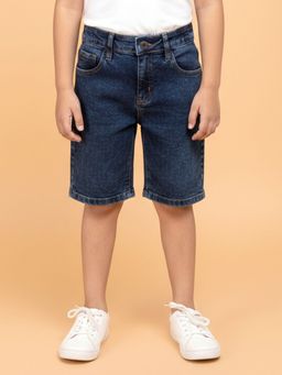KiddoPanti - Boys Denim Woven Regular Waist Solid Shorts