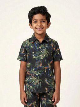 KiddoPanti - Boys Cotton Woven Half Sleeves Printed Shirt