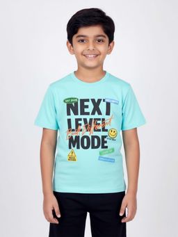 KiddoPanti - Boys Cotton Graphic Printed Round Neck Drop Shoulder T-shirt