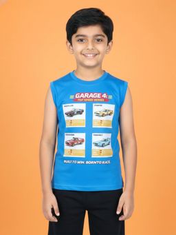 KiddoPanti - Boys Cotton Japan Graphic Printed Round Neck Sleeveless T-shirt