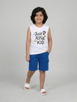 KiddoPanti - Boys Cotton Alpha Mode Graphic Printed T-Shirt with Cargo Shorts