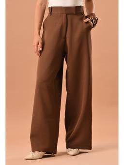 MYMASHA - Women Brown Wide Leg Trouser