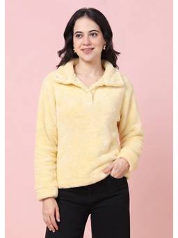 JAKANARY - Women Yellow Lightweight Sherpa Sweater