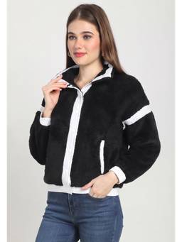 JAKANARY - Both Side Black Brushed Faux Fur Jacket