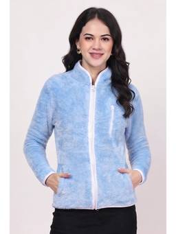 JAKANARY - Women Blue Stand Collar Tailored Jacket