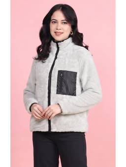 JAKANARY - Women Grey Stand Collar Tailored Jacket