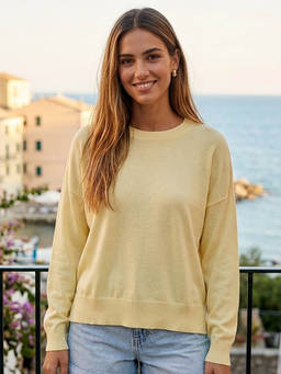 NOBARR - Women's Yellow Loose Fit Full Sleeve Sweater