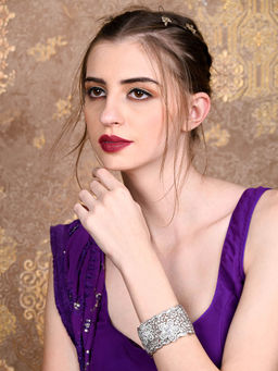 Odette - Women Silver Broad Imitation Cuff Bracelet