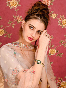 Odette - Women Gold Faux Stone Studded Imitation Bracelet