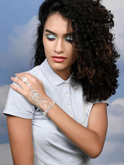 Odette - Women Elegant Diamante Because Hand Chain With Ring