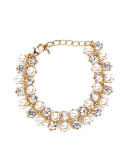 Odette - Women Gold Bracelet With Crystals And Pearls