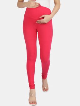 Angloindu - Pink Mid Waist Maternity Leggings