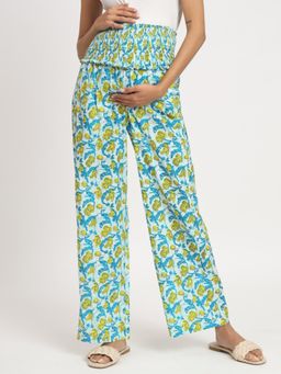 Angloindu - Multi Color Floral Smocked Waist Maternity Pant