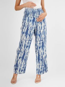 Angloindu - Blue Smocked Waist Maternity Pant