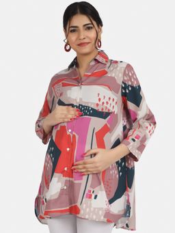 Angloindu - Abstract Print Maternity Shirt