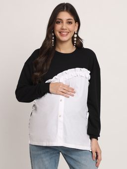 Angloindu - Black and White Maternity Top