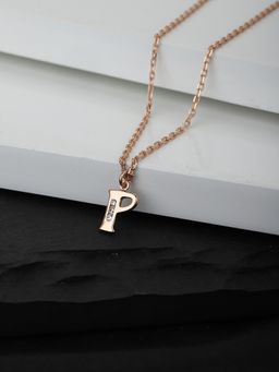 Carlton London - Rose Gold-Plated Alphabet P-CZ-Studded Handcrafted Necklace