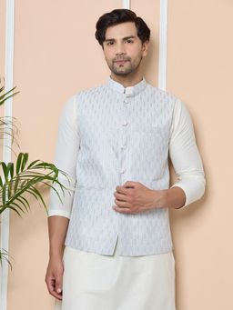 See Designs - Grey Sequin Embroidered Nehru Jacket