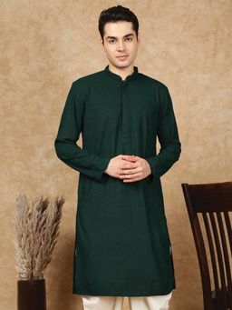 Sanwara - Men's Green Festive Rayon Embroidered Kurta