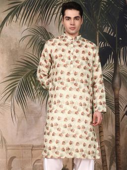 Sanwara - Men's Red Festive Cotton Printed Kurta