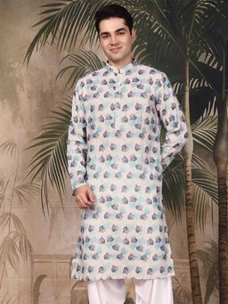 Sanwara - Men's Multi-Color Festive Cotton Printed Kurta