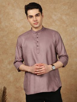 Sanwara - Men's Lavender Festive Cotton Blend Solid/Plain Kurta