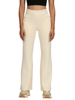 Blissclub - Women Beige Rib Supreme Flare Pant