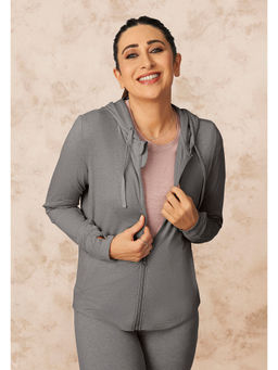 Blissclub - Women Grey Air Melt Zip Hoodie
