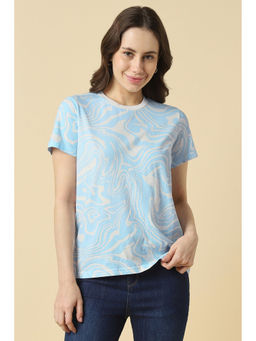 Allen Solly - Women Light Blue Print Casual T-shirt